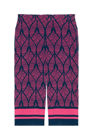Pantacourt relaxed 7/8 - Bleu et rose