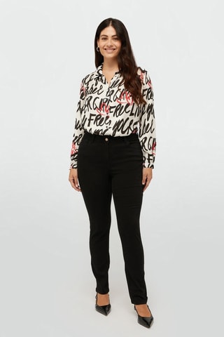 Chemisier relaxed - Blanc, noir et rouge