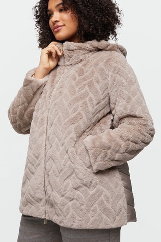 Veste bi-matière - Beige et gris