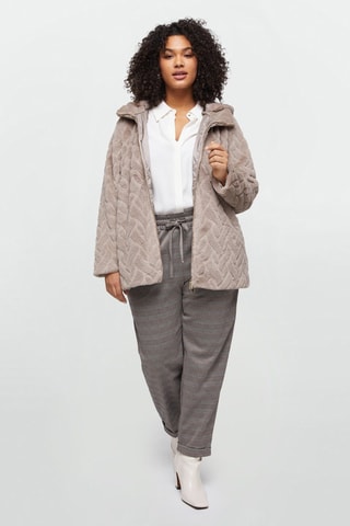 Veste bi-matière - Beige et gris