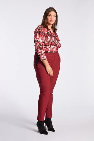 Pantalon droit taille haute - Rouge