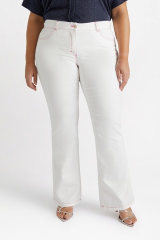 Pantalon flare taille haute - Blanc
