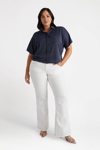 Pantalon flare taille haute - Blanc