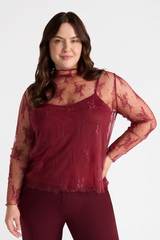 Top en dentelle - Rouge