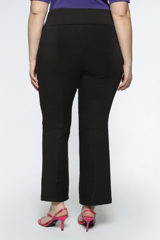 Pantalon droit en lin taille haute - Noir - Noir
