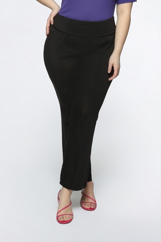 Pantalon droit en lin taille haute - Noir - Noir
