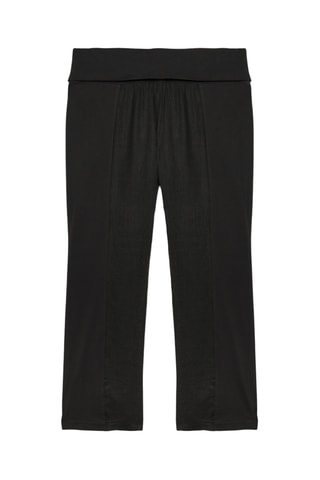 Pantalon droit en lin taille haute - Noir - Noir