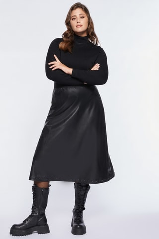 Jupe midi taille haute. - Noir