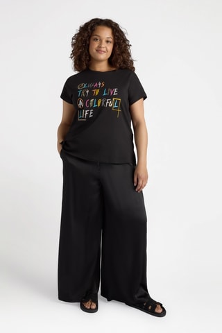 Pantalon palazzo taille haute - Noir