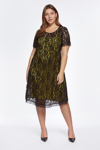 Robe droite en dentelle - Noir