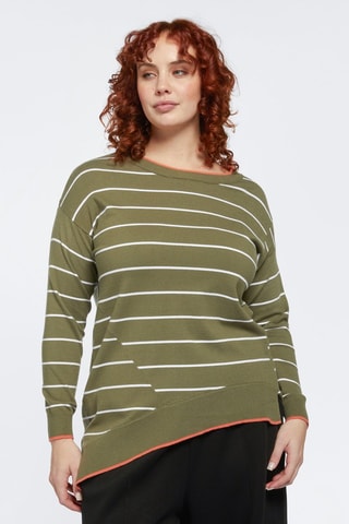 Pull relaxed - Blanc, vert et orange