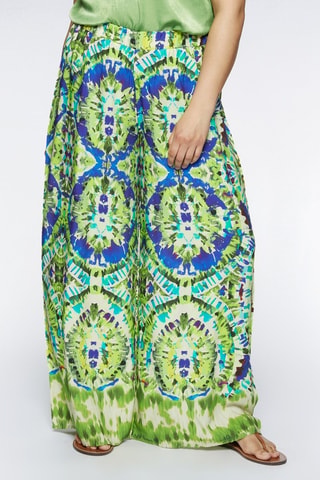Pantalon palazzo - Blanc, bleu et vert