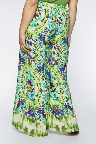 Pantalon palazzo - Blanc, bleu et vert