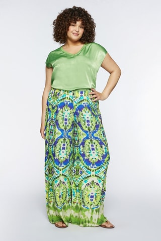 Pantalon palazzo - Blanc, bleu et vert
