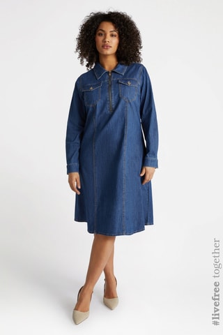 Robe trapèze en jean - Bleu