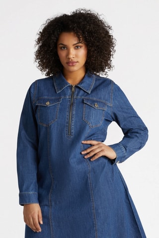 Robe trapèze en jean - Bleu