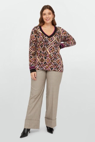 Pull - Noir, orange et rose