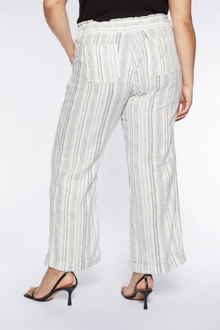 Pantalon droit en lin taille haute - Blanc - Blanc