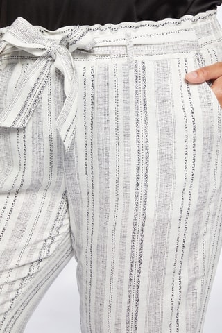 Pantalon droit en lin taille haute - Blanc - Blanc