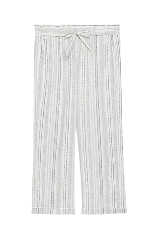 Pantalon droit en lin taille haute - Blanc - Blanc