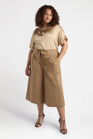 Pantalon 7/8 taille haute - Marron clair - Beige