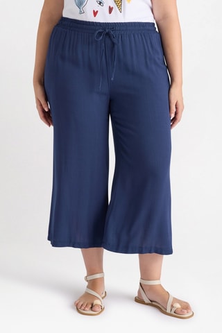 Pantalon large 7/8 taille haute - Bleu