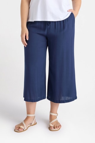 Pantalon large 7/8 taille haute - Bleu