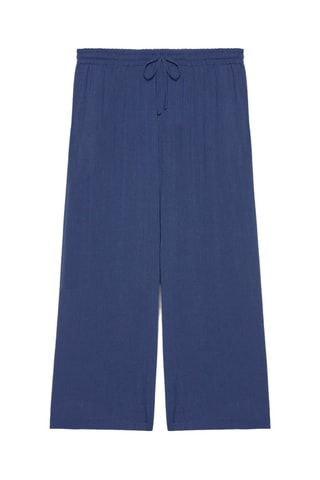 Pantalon large 7/8 taille haute - Bleu