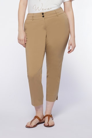 Pantalon droit 7/8 taille haute - Beige