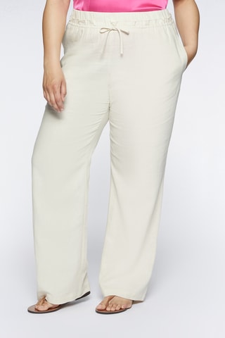 Pantalon droit en lin taille haute - Ecru - Beige