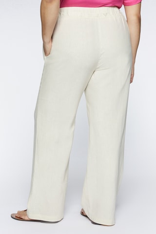 Pantalon droit en lin taille haute - Ecru - Beige