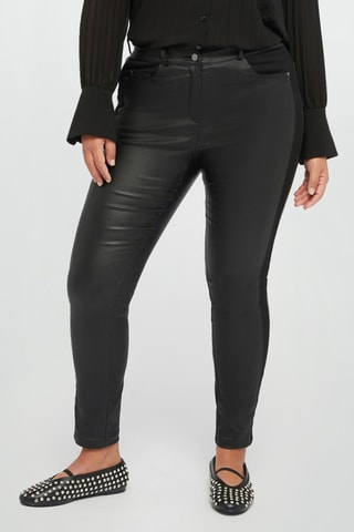Pantalon skinny bi-matière taille haute - Noir - Noir