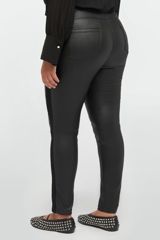 Pantalon skinny bi-matière taille haute - Noir - Noir