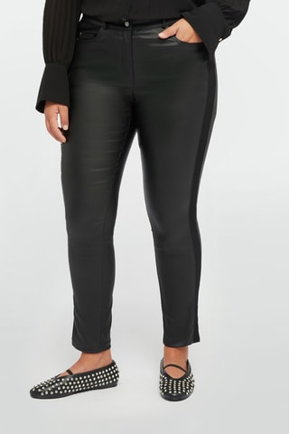 Pantalon skinny bi-matière taille haute - Noir - Noir