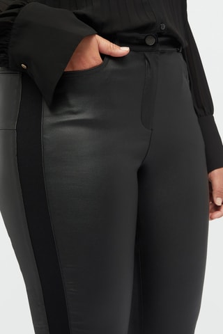 Pantalon skinny bi-matière taille haute - Noir - Noir