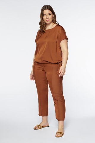 Pantalon droit 7/8 taille haute - Camel - Beige