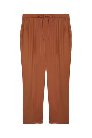 Pantalon droit 7/8 taille haute - Camel - Beige