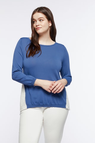 Pull bi-matière - Bleu