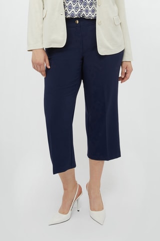 Pantalon droit 7/8 taille haute - Bleu marine - Bleu