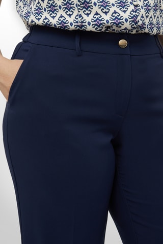 Pantalon droit 7/8 taille haute - Bleu marine - Bleu