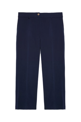 Pantalon droit 7/8 taille haute - Bleu marine - Bleu