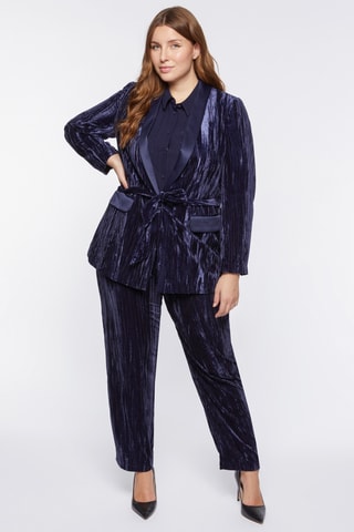 Pantalon droit en velours - Bleu