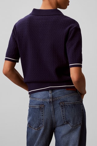 Polo cropped - Bleu nuit
