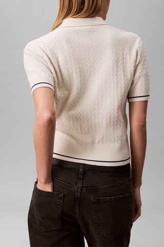 Polo cropped - Blanc cassé