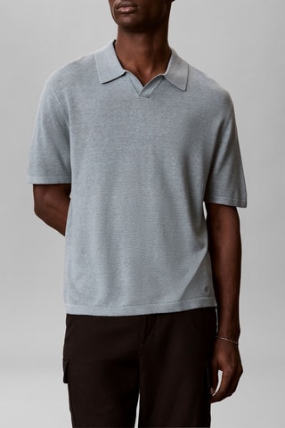 Polo en lin - Gris clair