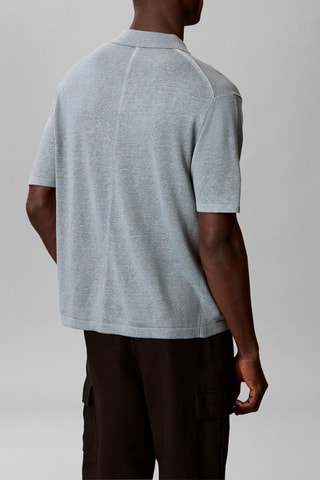 Polo en lin - Gris clair