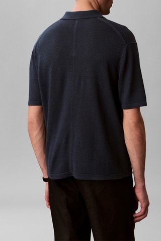 Polo en lin - Bleu marine