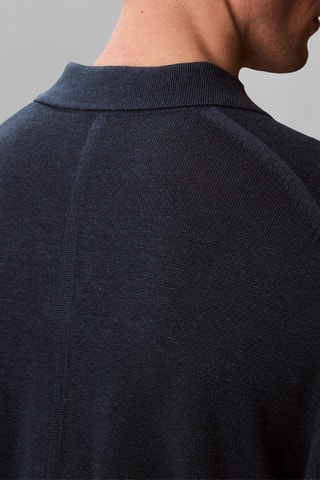 Polo en lin - Bleu marine