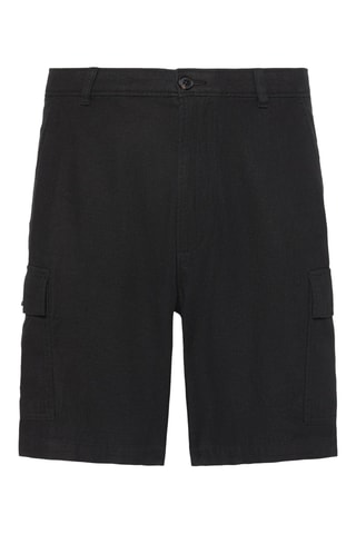 Short cargo regular en lin - Noir