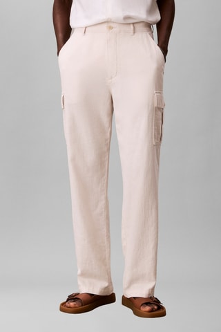 Pantalon relaxed cargo en lin - Ecru